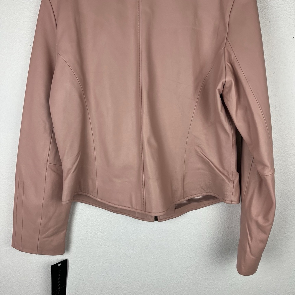 Bagatelle Women's Petite 14 Light Pink Leather Zip Jacket - Picture 7 of 16